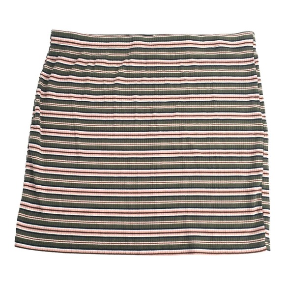No Boundaries Pull On Elastic Waist Striped Mini Skirt 2XL Green Peach White - Picture 1 of 5